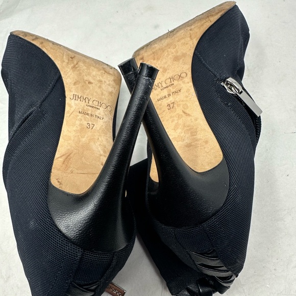 Jimmy Choo Black Mesh Driana Peeps Toes Booties Size 37 - Picture 5 of 15